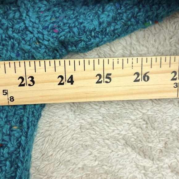 LANDS END Aqua Green Confetti Rag Sweater Wool Blend XL - Picture 12 of 15